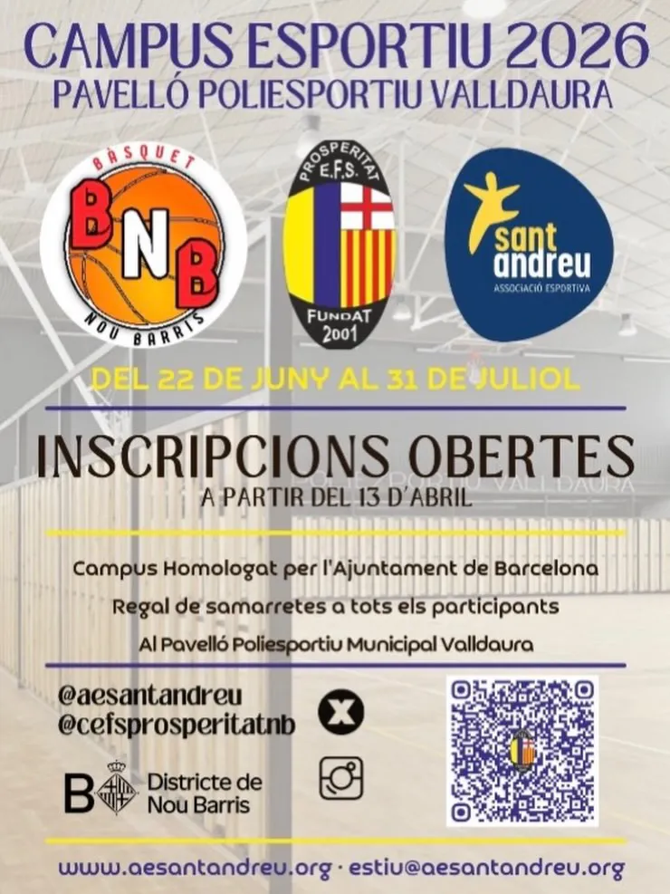 Campus de verano 2026 en el polideportivo Valldaura
